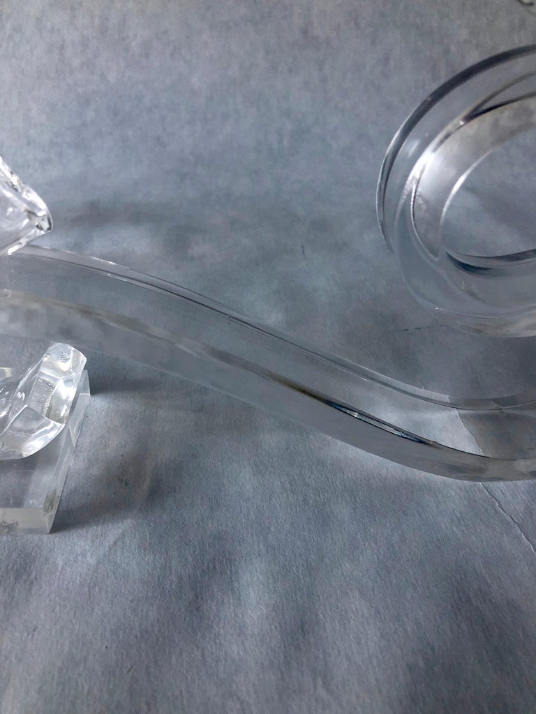 Pair of Signed Van Teal Scrolled Lucite Four Candelabra Candlestick Holders For Sale 9