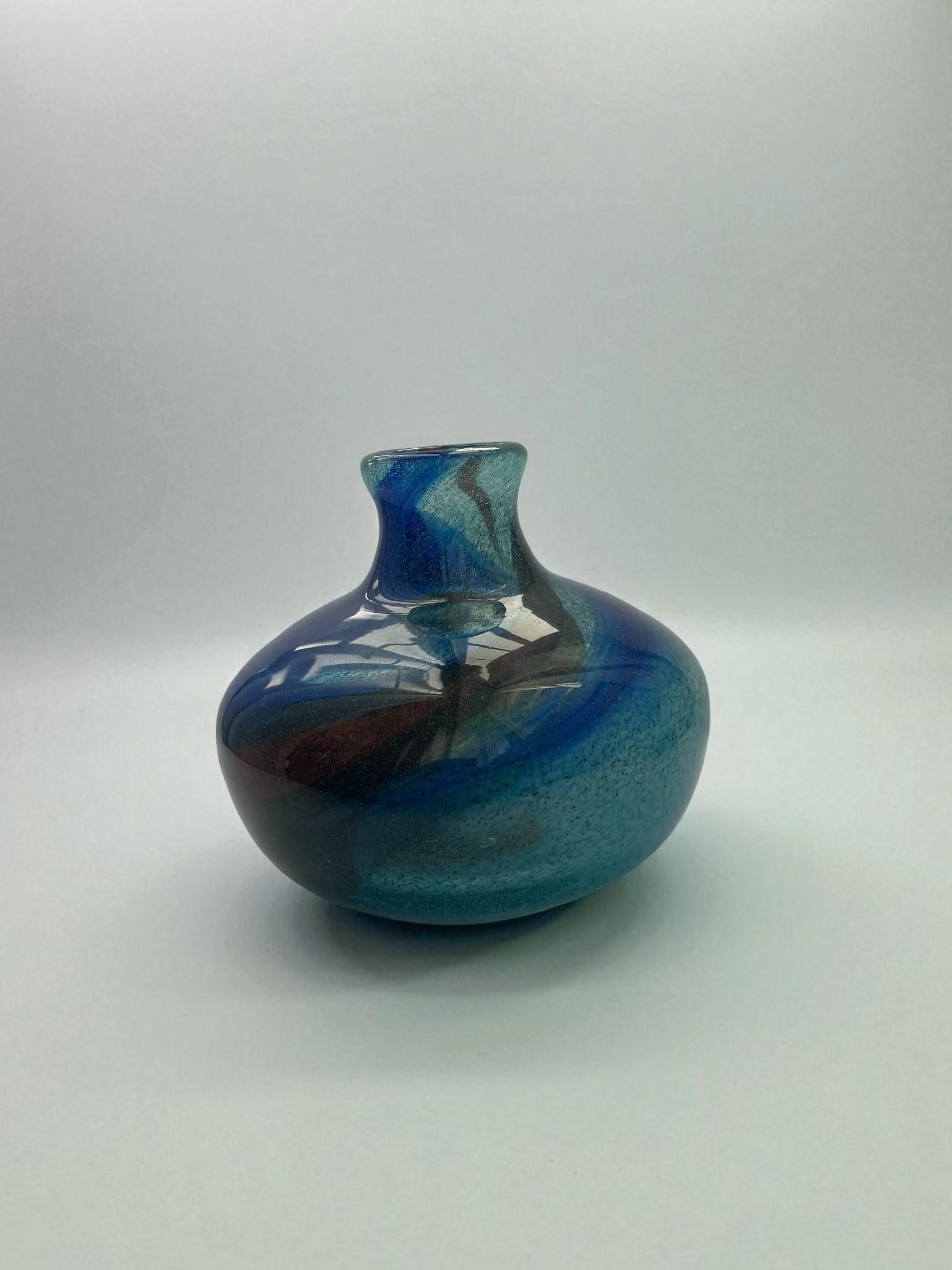 Art Glass Pair of Signed Vase and Bowl by Bengt Orup for Johansfors, Sweden 1960's For Sale