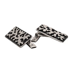 Pair of Signed Vintage Sterling Silver Modernist Cufflinks