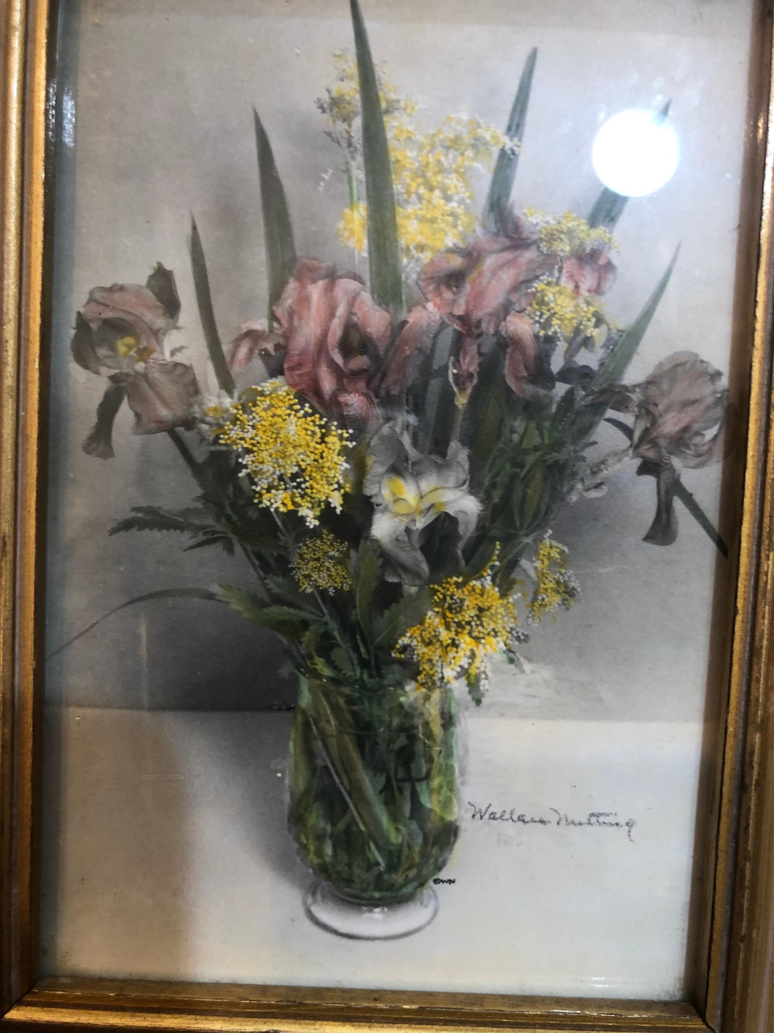 Pair of Signed Wallace Nutting Hand Colored Floral Photographs 2