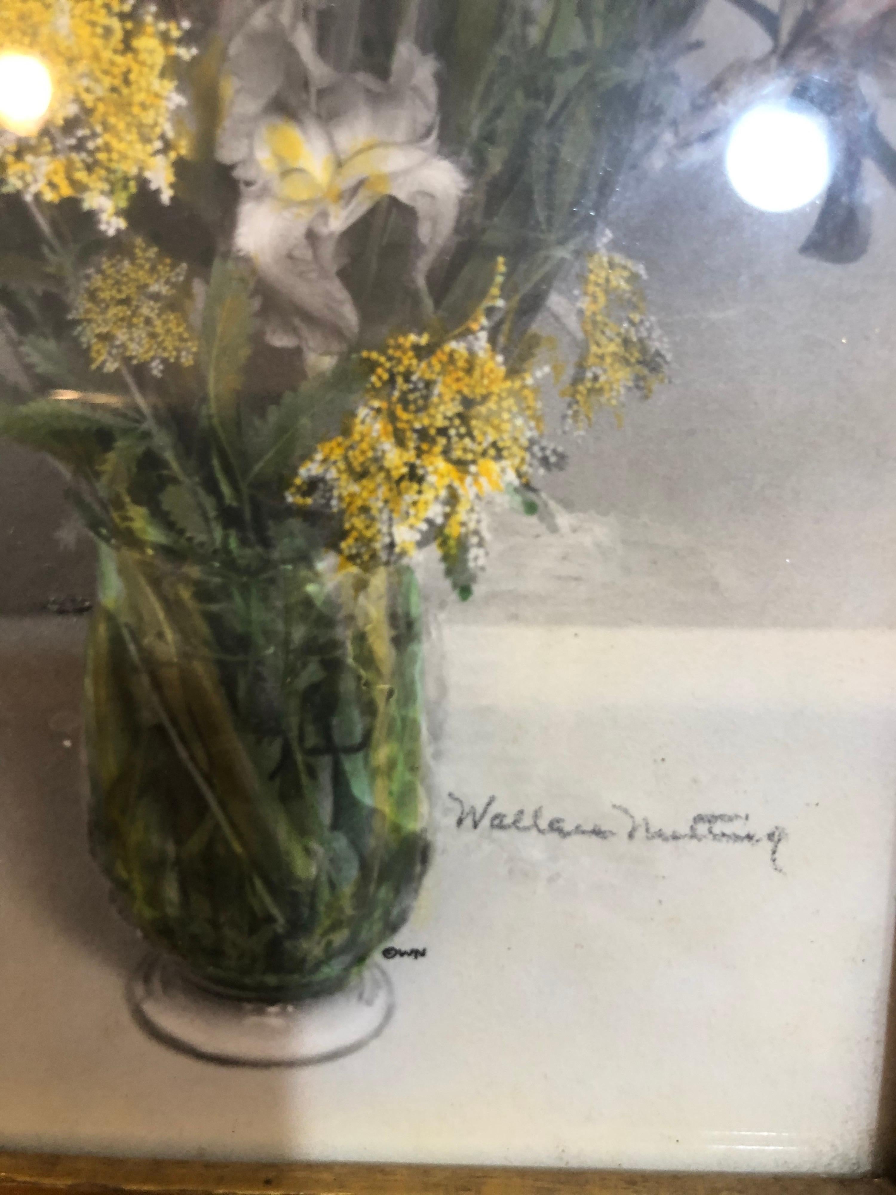 Pair of Signed Wallace Nutting Hand Colored Floral Photographs 3