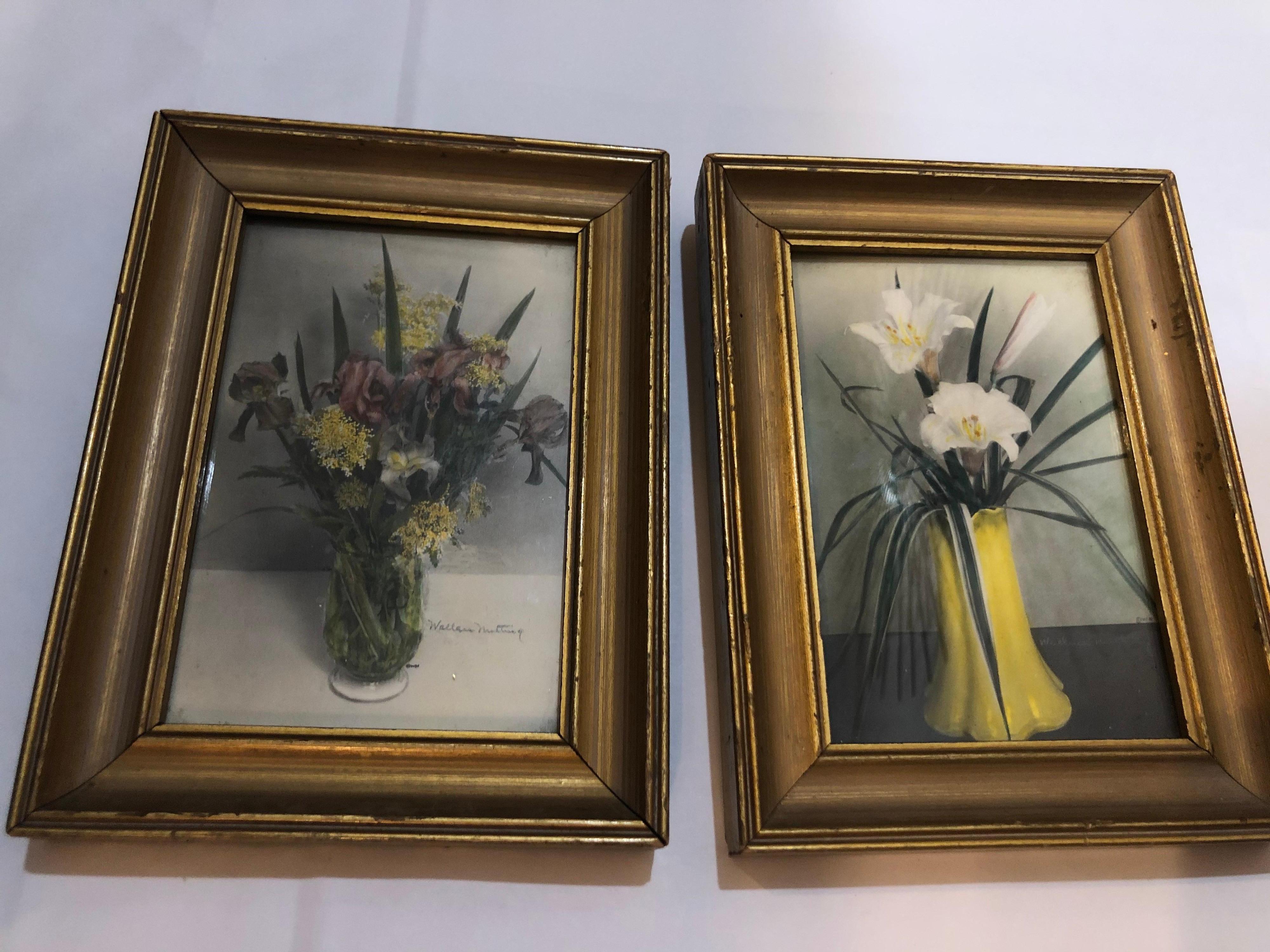 Pair of Signed Wallace Nutting Hand Colored Floral Photographs 4