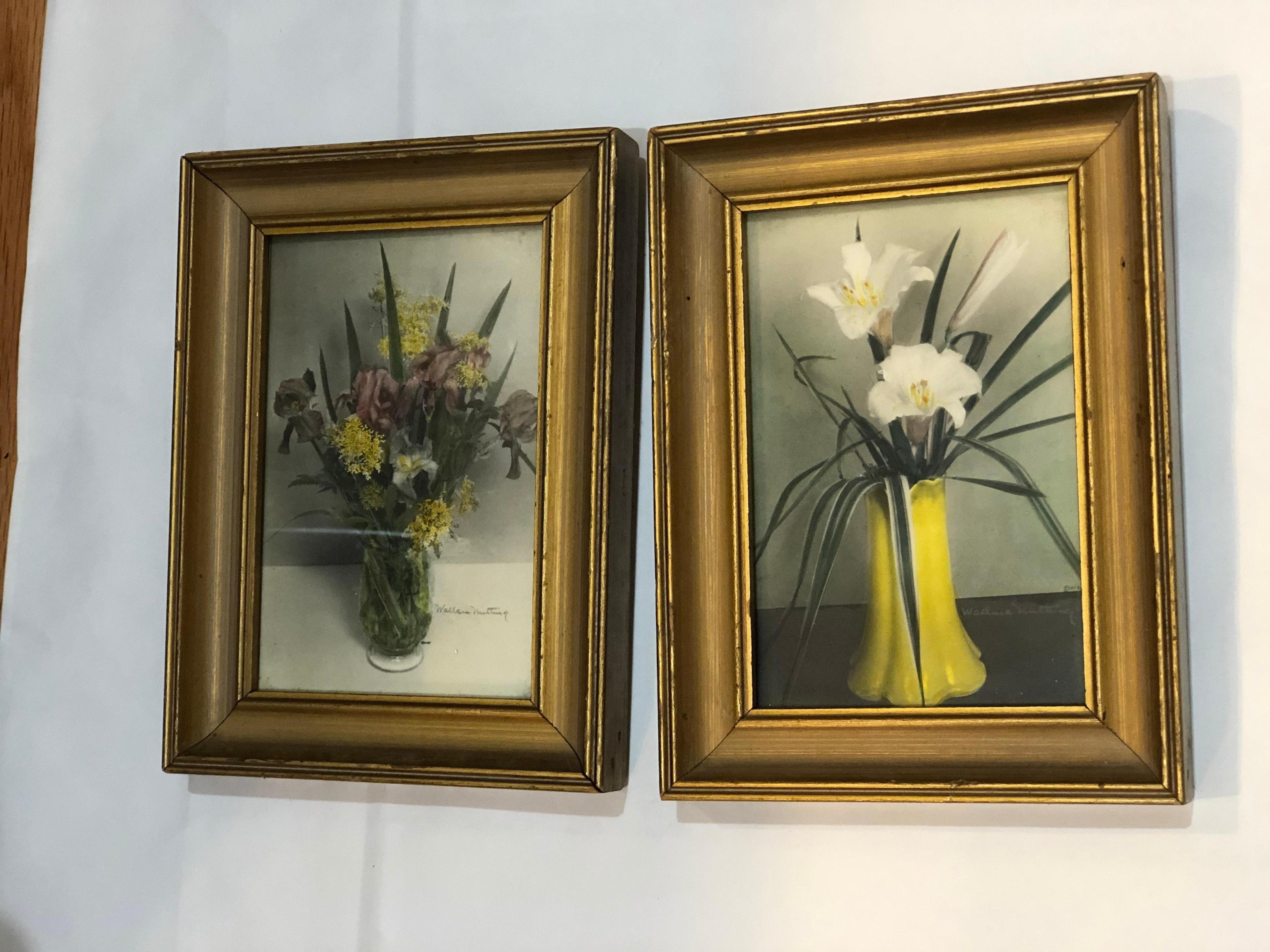 Pair of Signed Wallace Nutting Hand Colored Floral Photographs 5