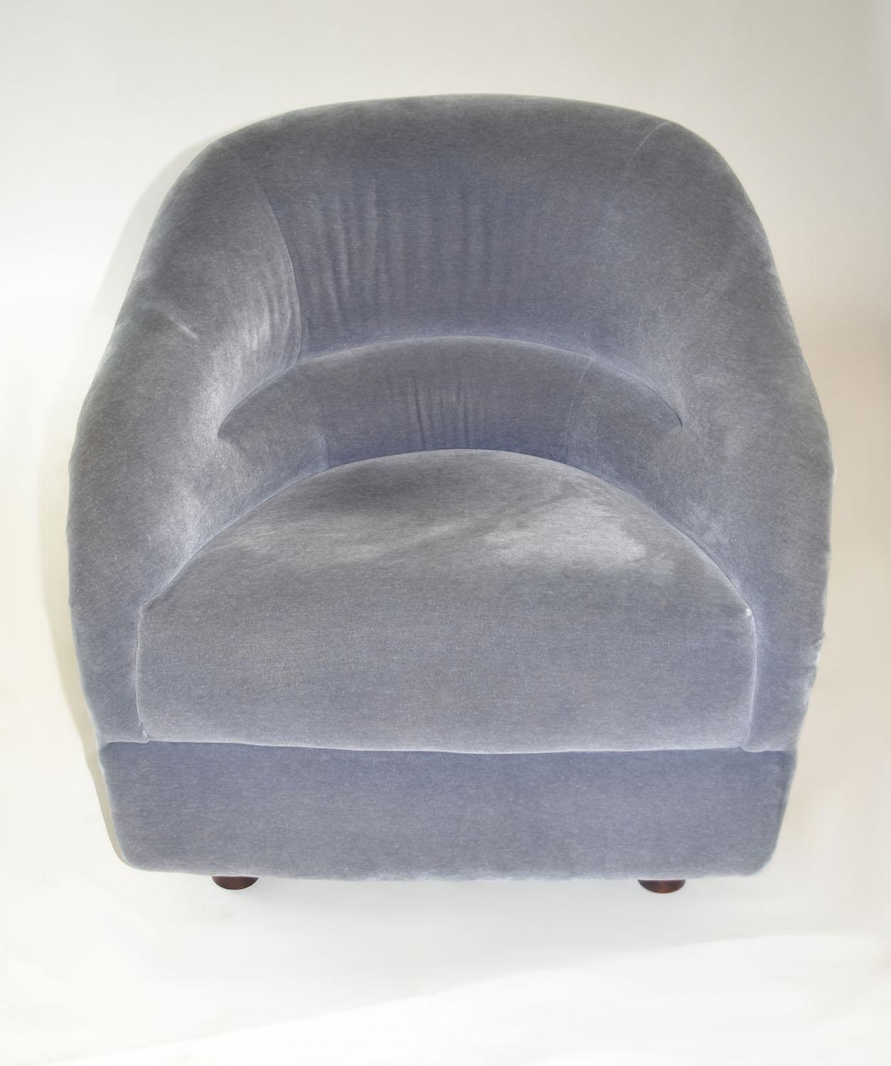 Modern Pair of Signed Ward Bennett for Brickell Assoc Tub Lounge Chairs in Gray Mohair For Sale