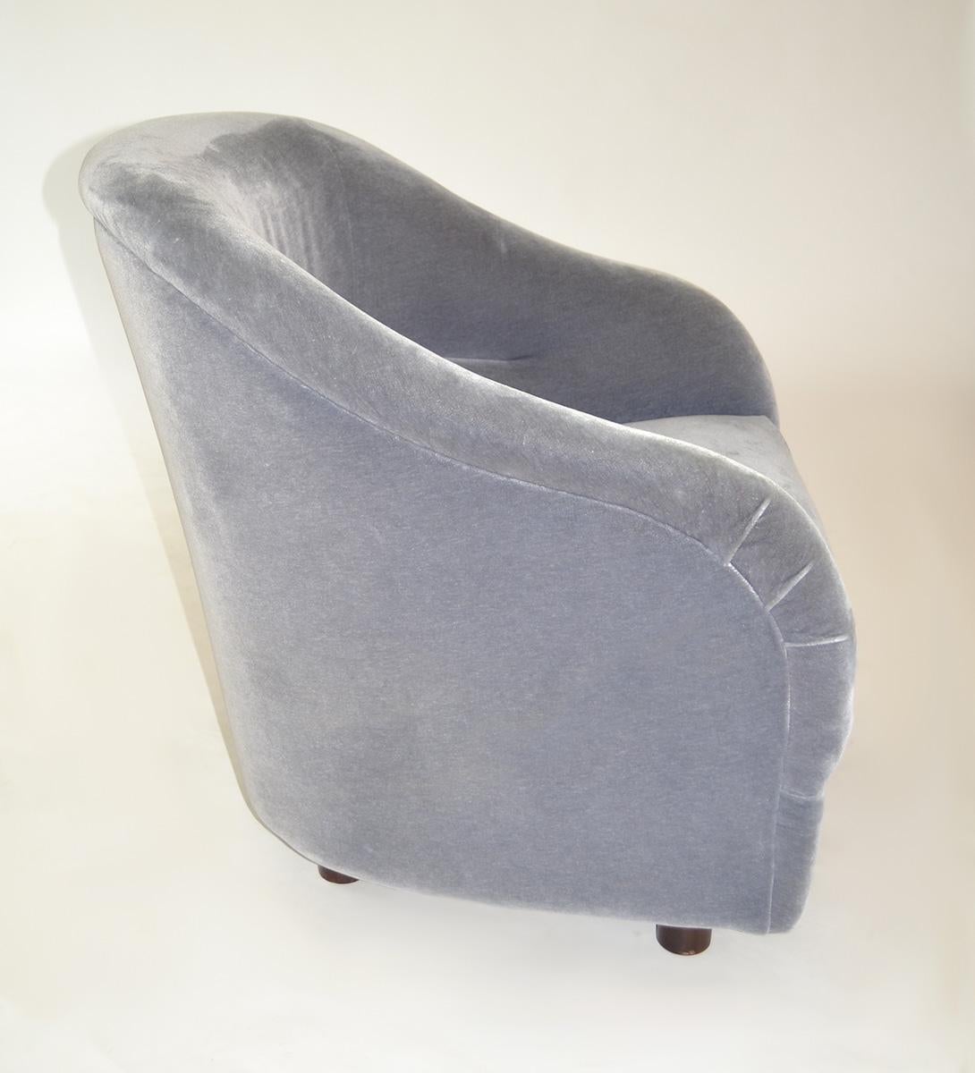 American Pair of Signed Ward Bennett for Brickell Assoc Tub Lounge Chairs in Gray Mohair For Sale