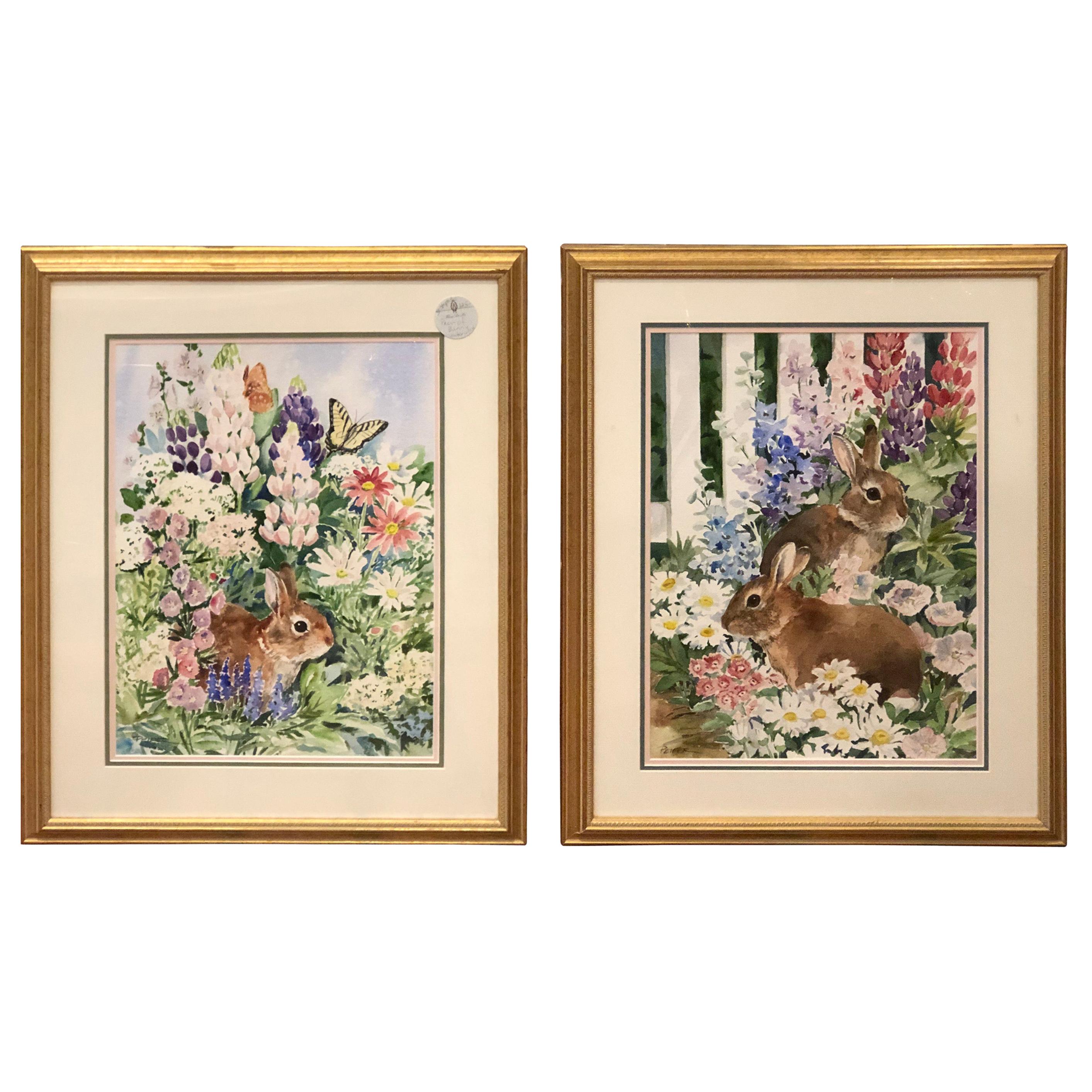 SOLD-Pair of Signed Watercolors by Susan Peifer