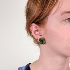 Pair of Signed Wedderien Mid-Century Modern 18K Gold & Jade Clip-On Earrings