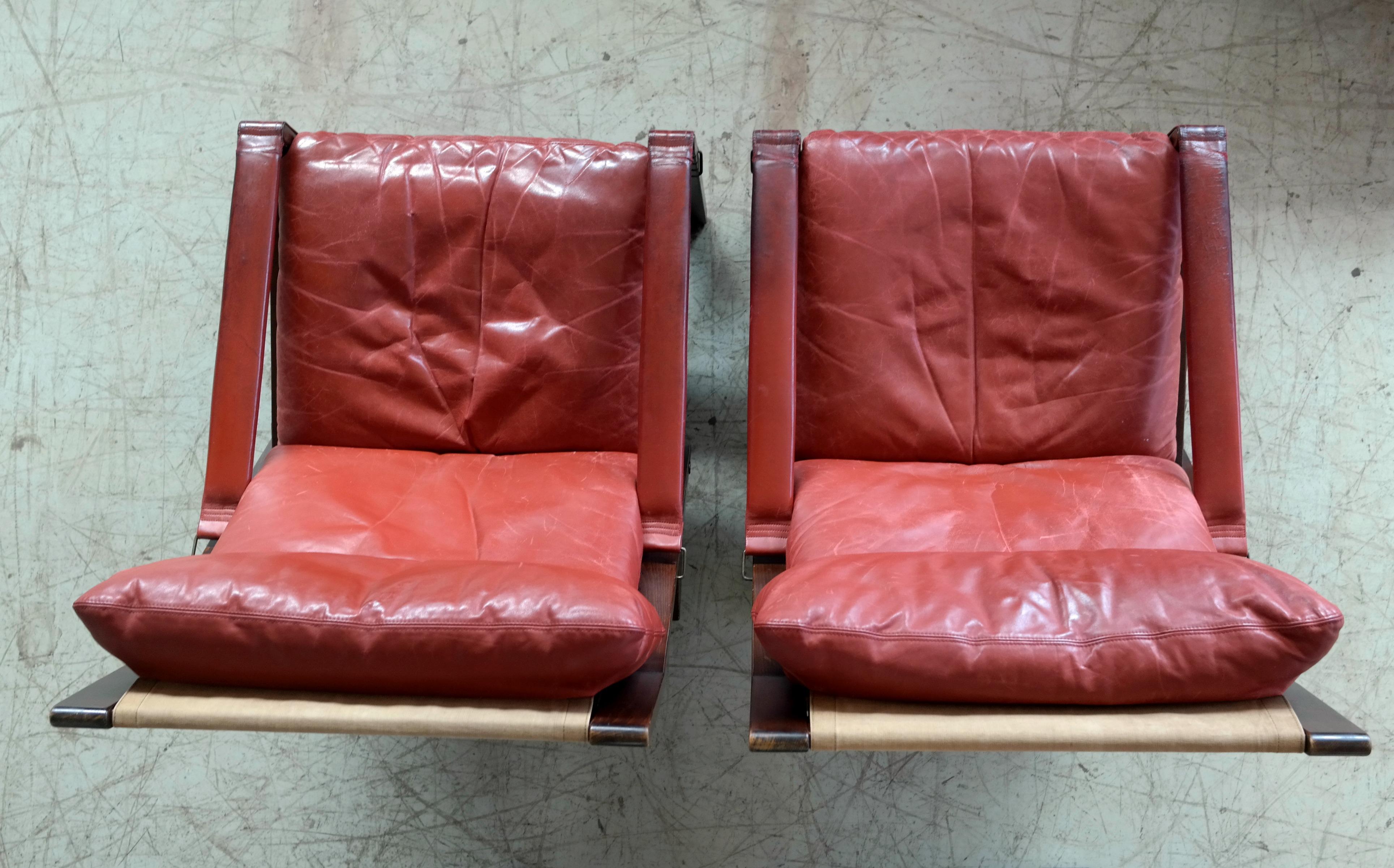 Pair of Sigurd Ressell Midcentury Reclining Leather Lounge Chairs for Westnofa 4