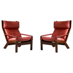 Pair of Sigurd Ressell Midcentury Reclining Leather Lounge Chairs for Westnofa