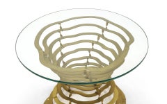 Pair of Silas Seandel Volcano Side Tables Bronze Frames with Glass Tops