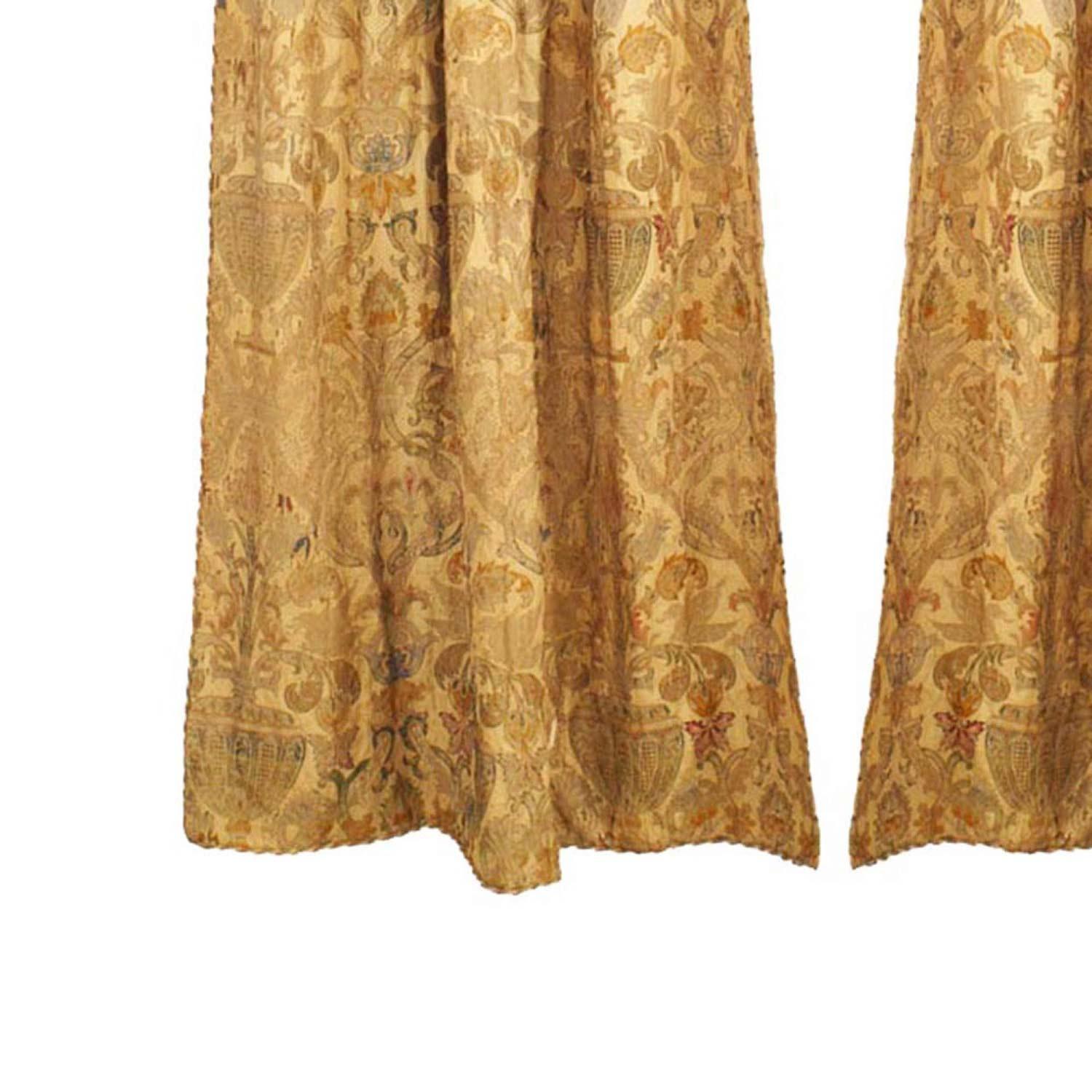 Biedermeier Pair of Silk and Metallic Thread Drapes in vendita