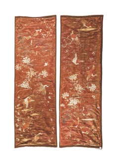 Pair of Silk Blankets or Embroideries, Qing Dynasty