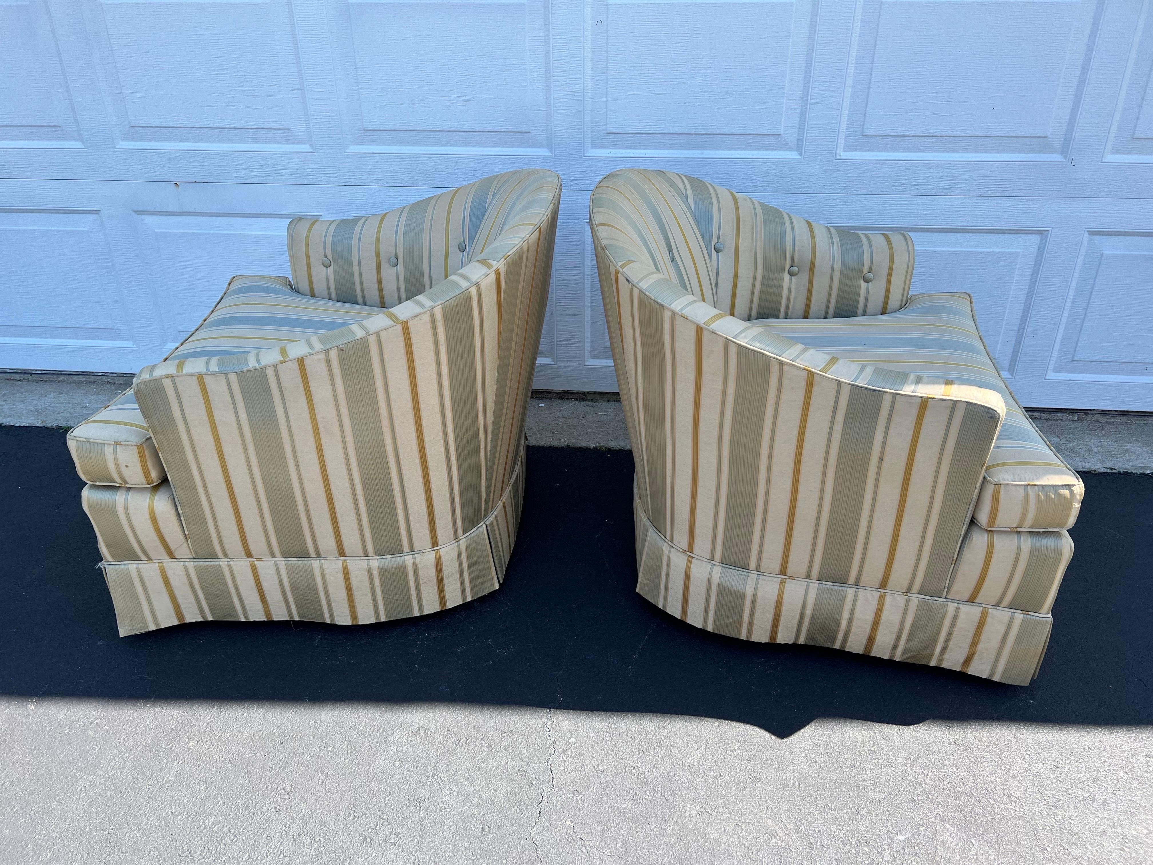 Pair of Silk Club Chairs by Drexel Heritage 7