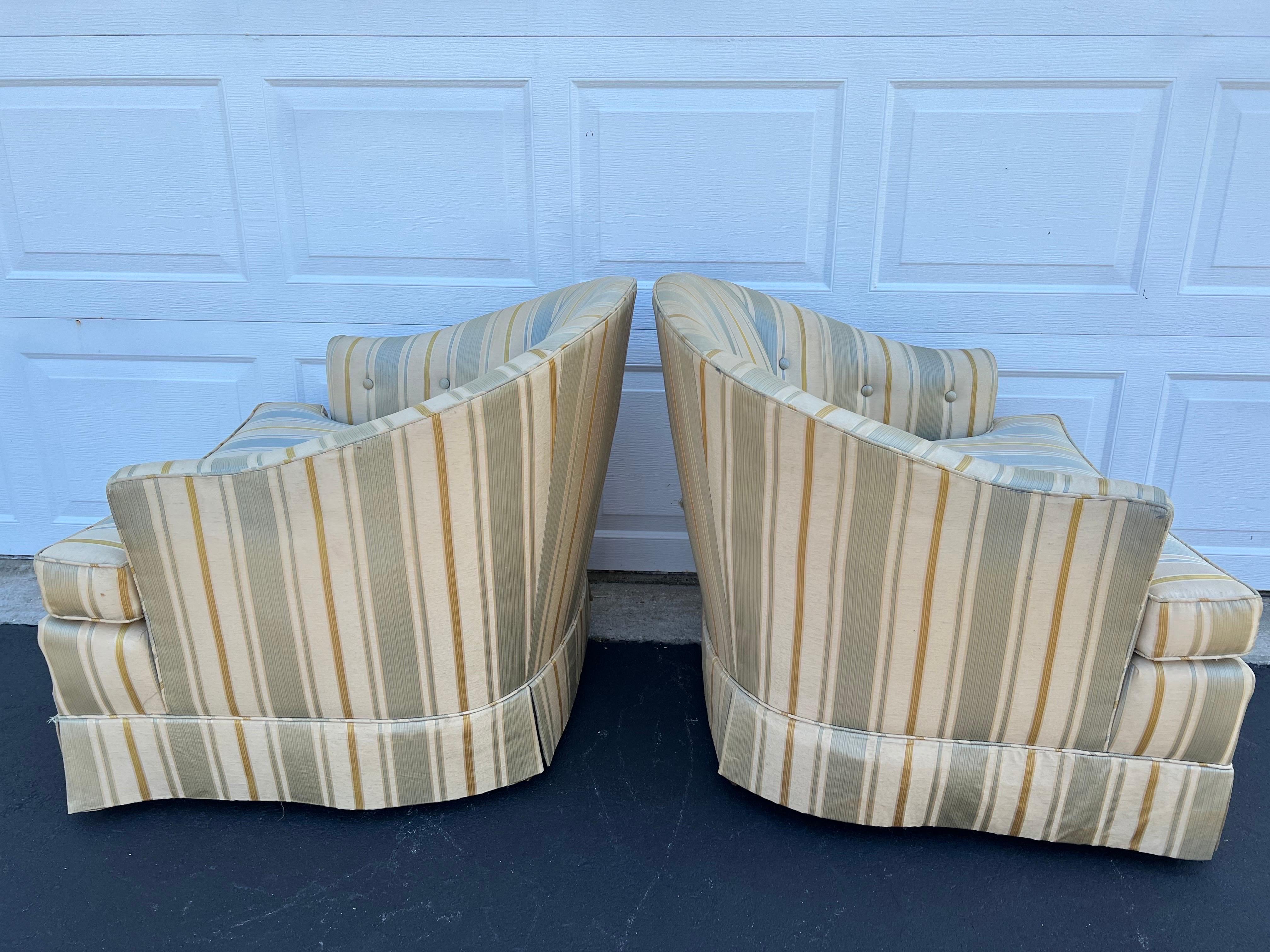 Pair of Silk Club Chairs by Drexel Heritage 11