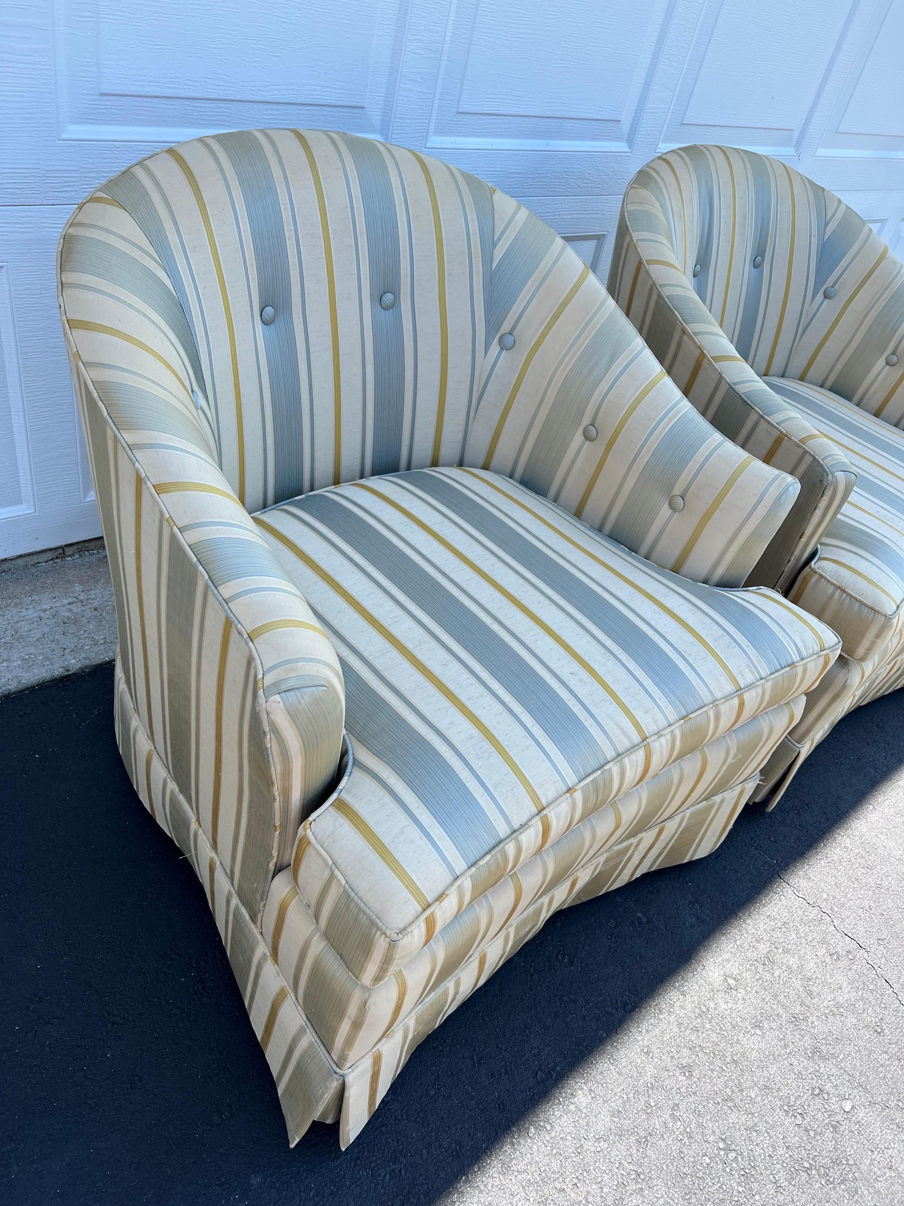 Pair of Silk Club Chairs by Drexel Heritage 3
