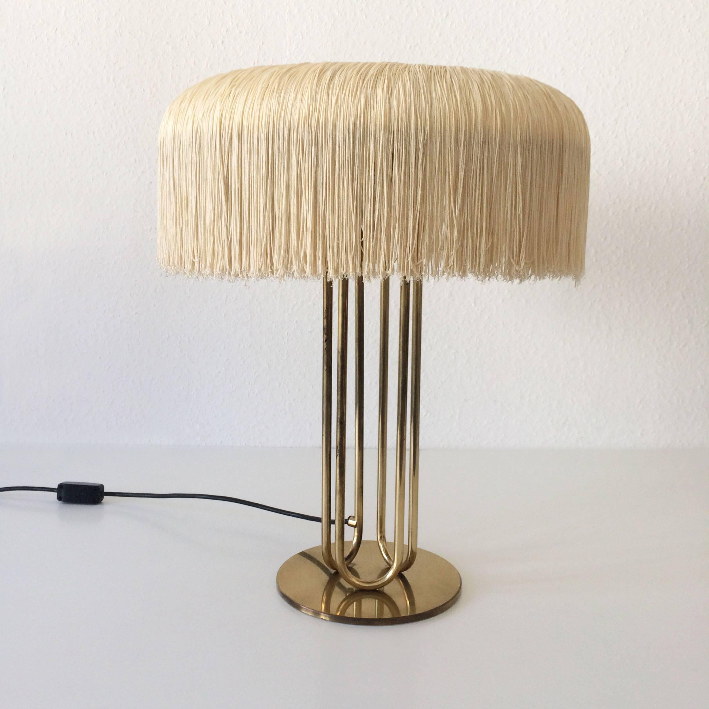 Mid-Century Modern Pair of Silk Fringe Table Lamps by Hans-Agne Jakobsson Attributed, 1950s, Sweden
