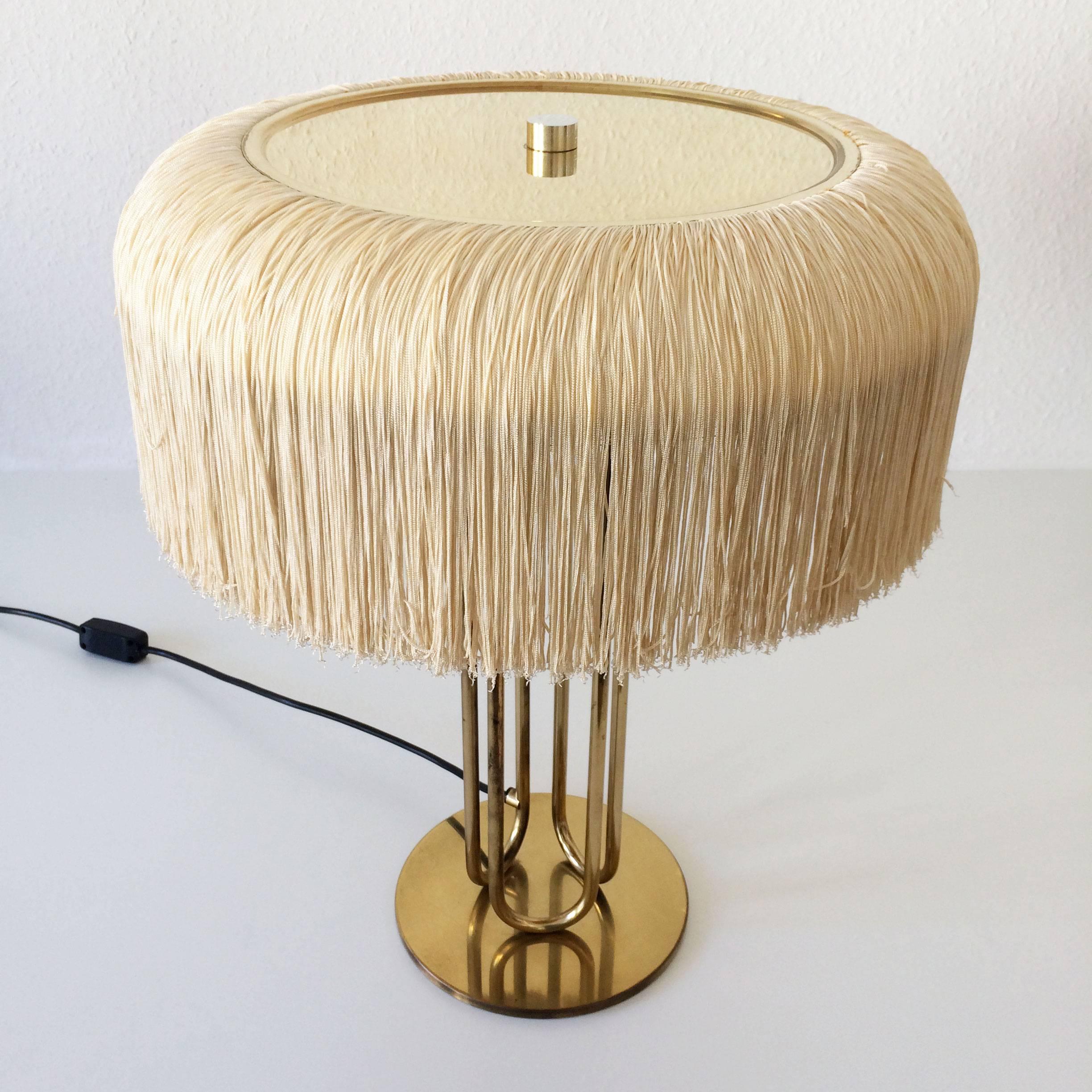 Mid-20th Century Pair of Silk Fringe Table Lamps by Hans-Agne Jakobsson Attributed, 1950s, Sweden