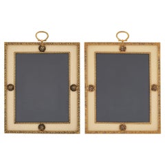 Pair of Silk Mounted Gilt Metal Picture Frames by Puiforcat of France