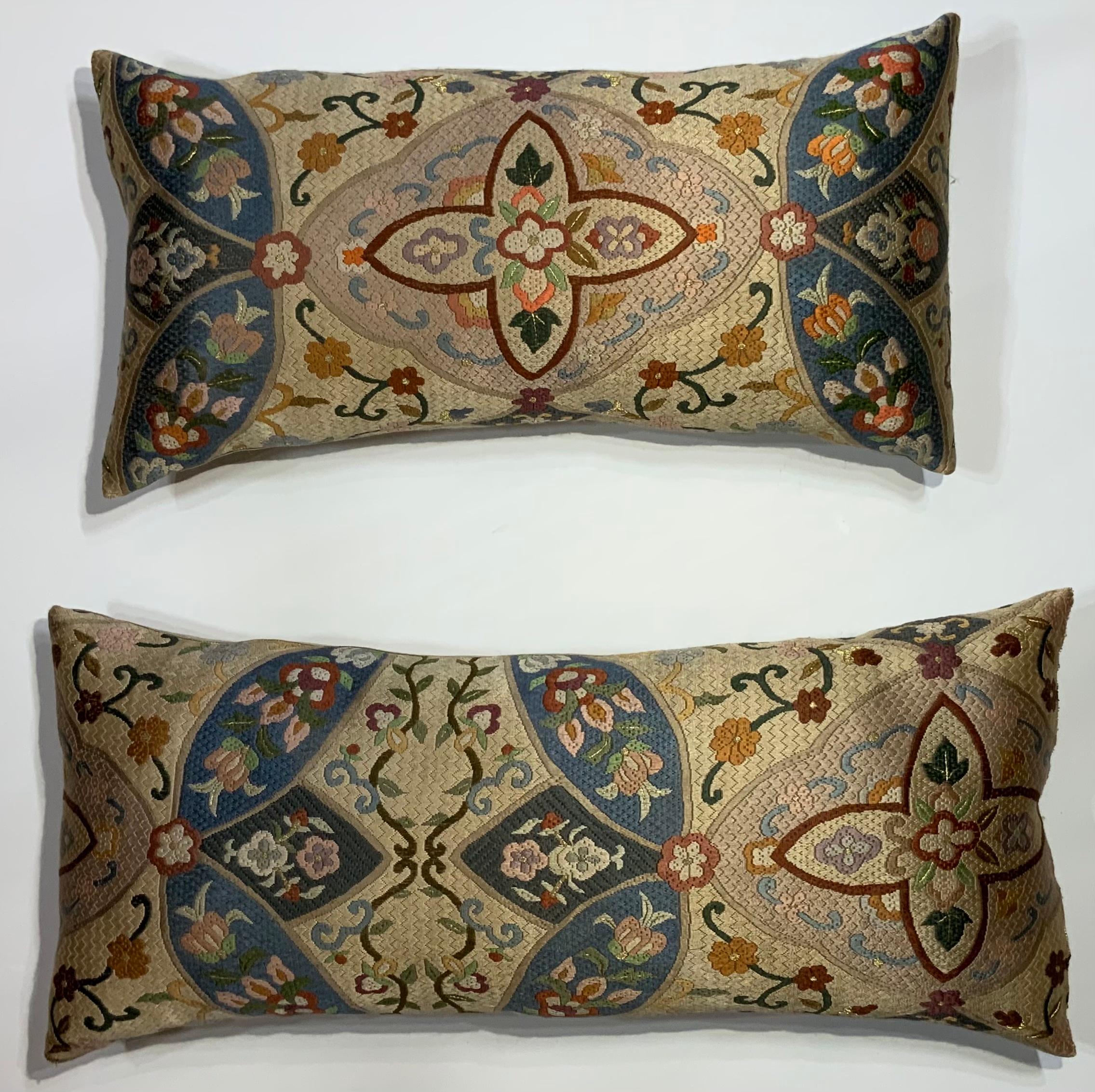 Pair of Silk Needlepoint Pillows 5