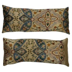 Pair of Silk Needlepoint Pillows