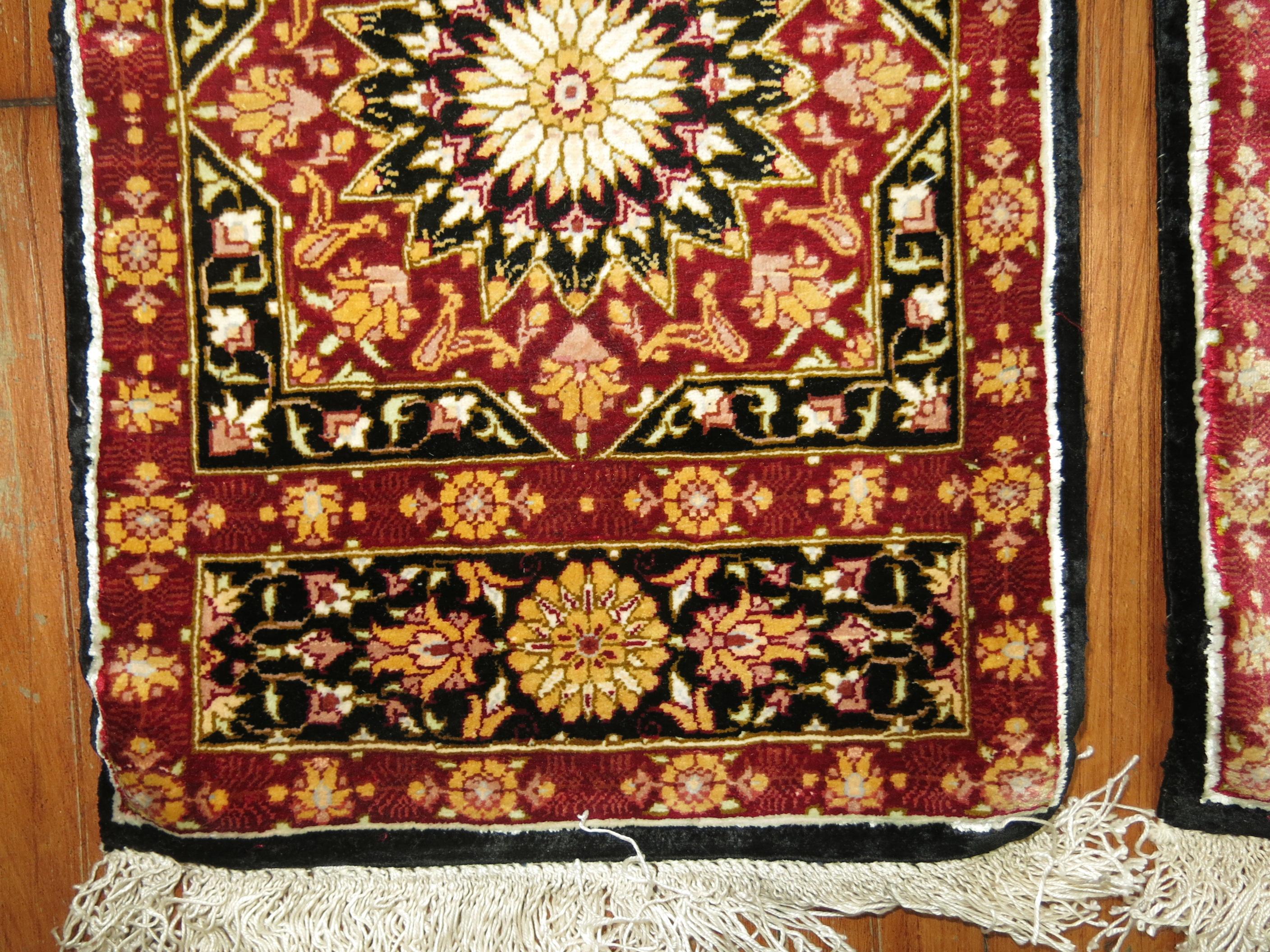 Islamic Pair of Silk Persian Mats For Sale