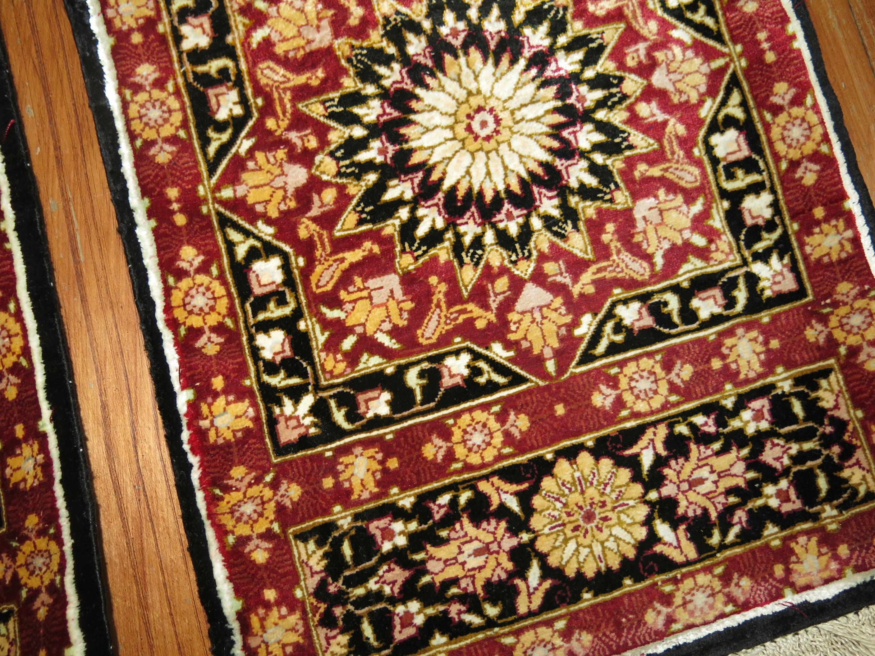 Hand-Woven Pair of Silk Persian Mats For Sale