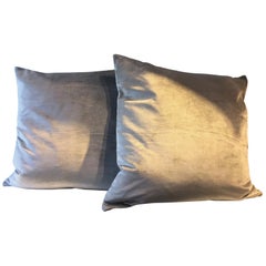 Pair of Silk Velvet Cushion Color Ice Green