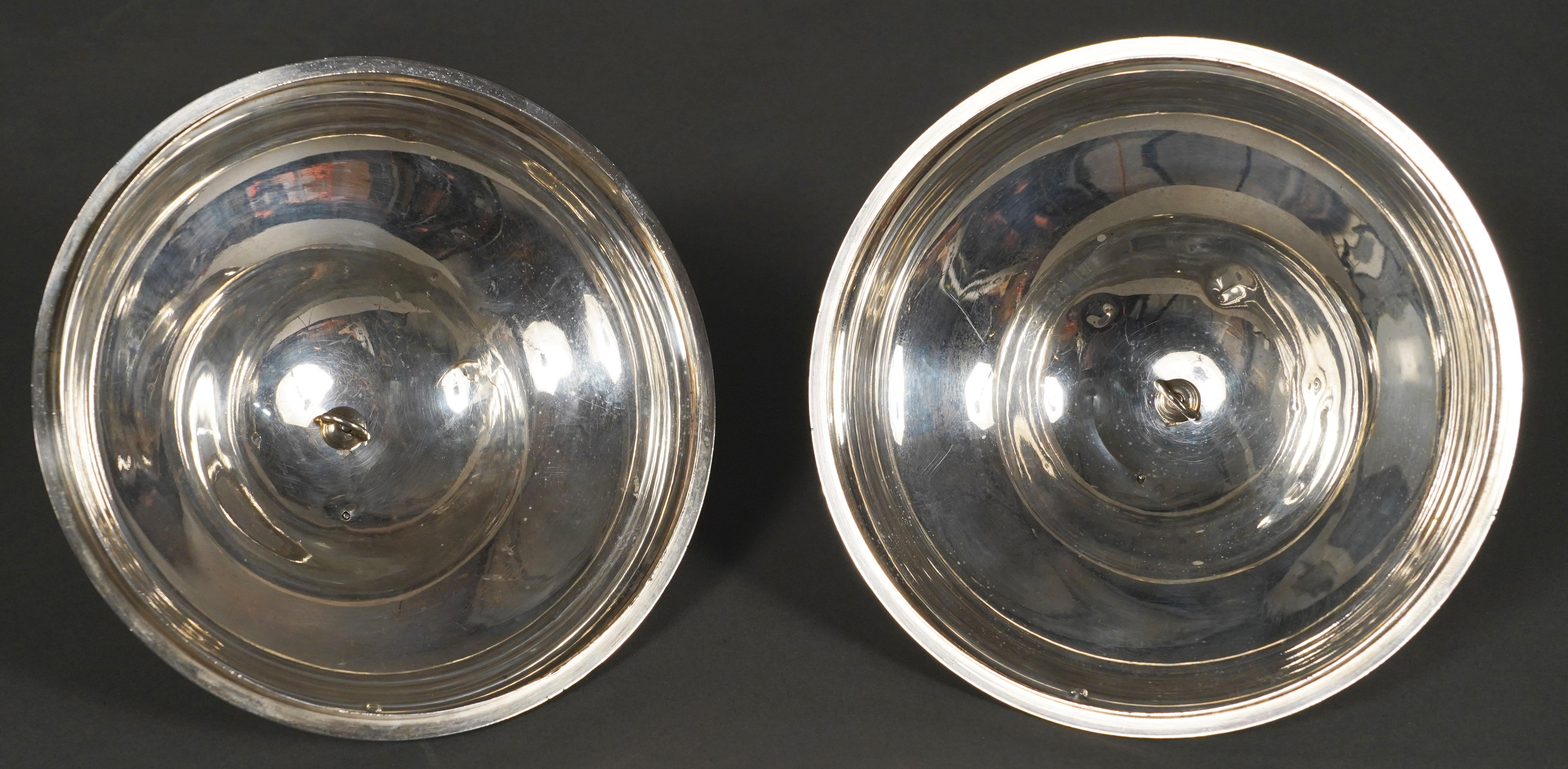 Cast Pair of Silver 19th Century Plates Domes Covers  For Sale