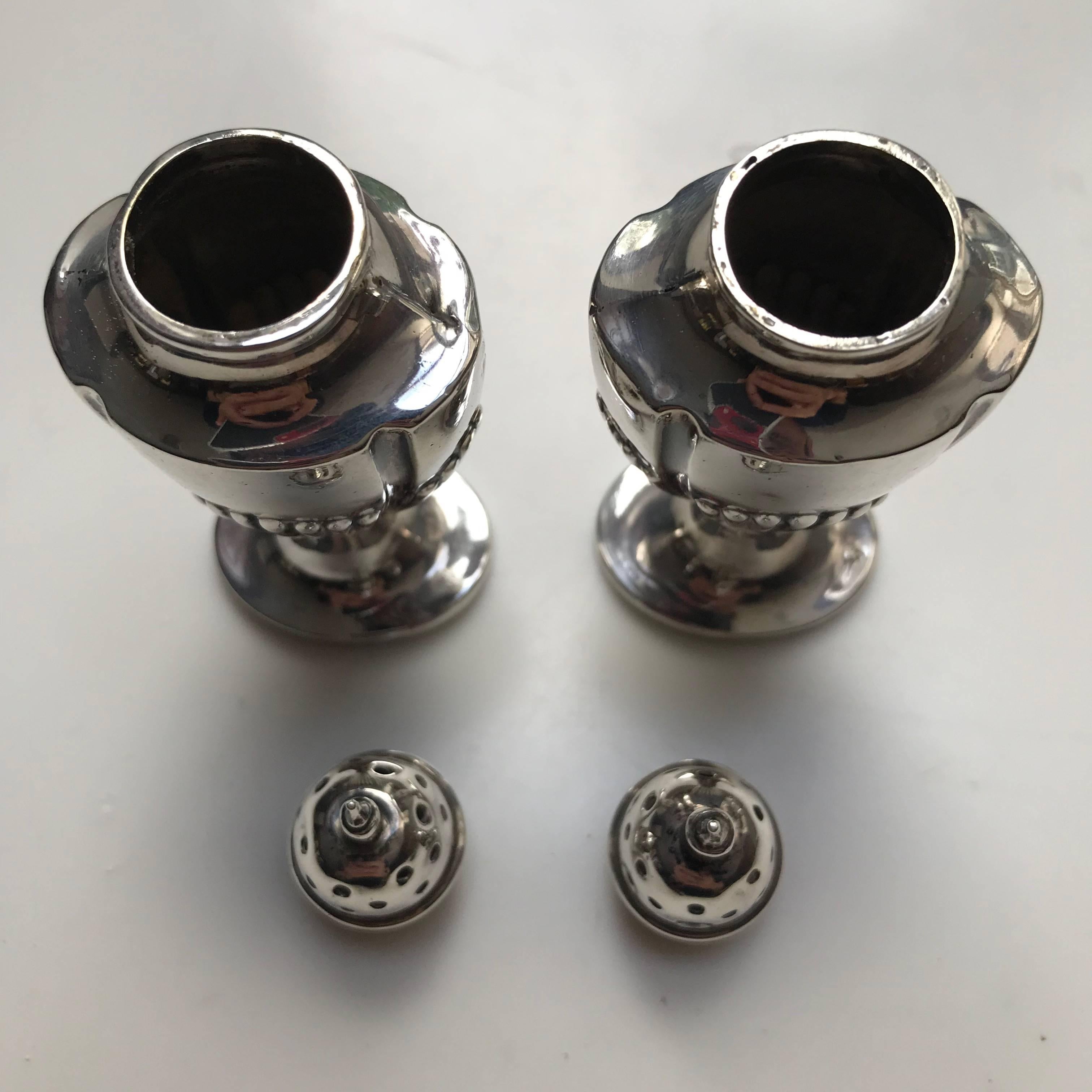 Pair of Silver Adam Style Pepperettes, Birmingham For Sale 1