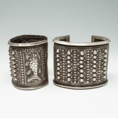 Pair of Silver Alloy Cuffs, Miao Culture, China