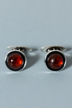 Pair of Silver and Amber Cufflinks from Niels Erik From
