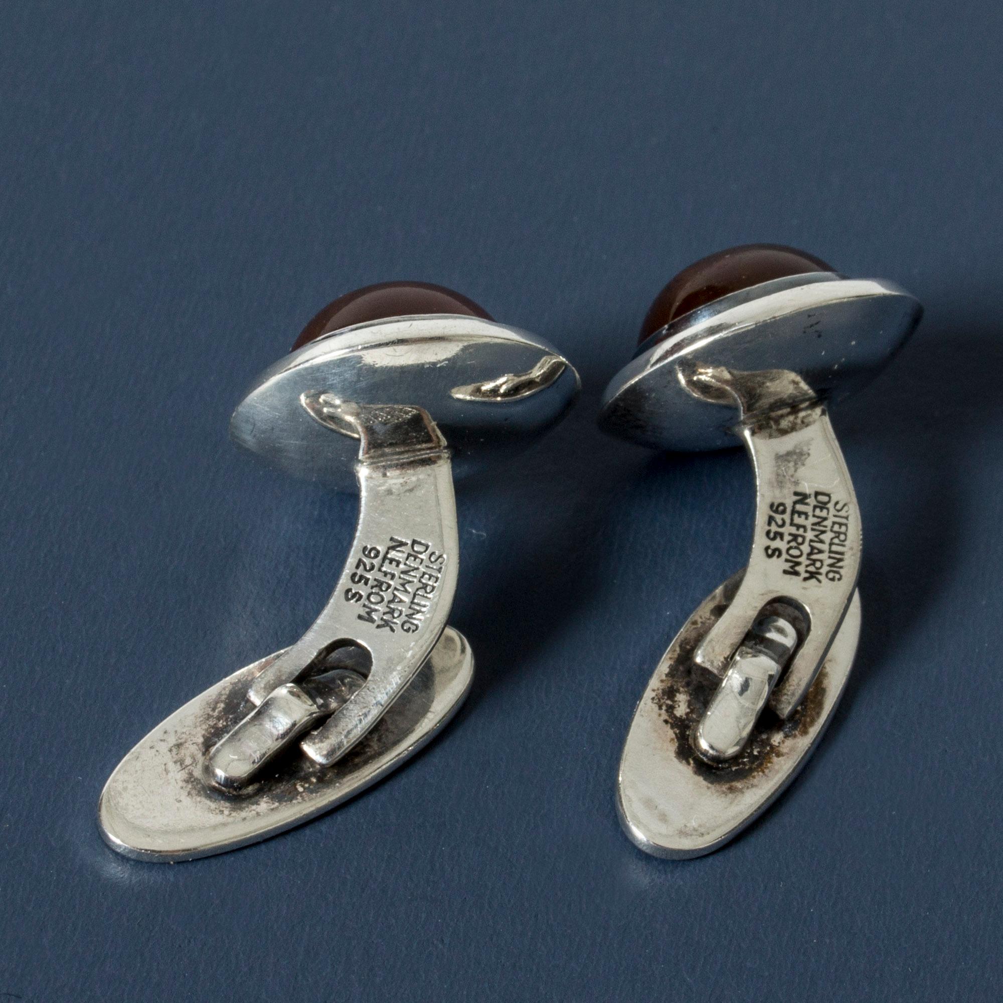 Pair of Silver and Amber Cufflinks from Niels Erik From In Good Condition In Stockholm, SE