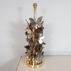 Pair of Silver and Bronze Metallic Murano Glass Butterfly Lamps, Italy, 2019