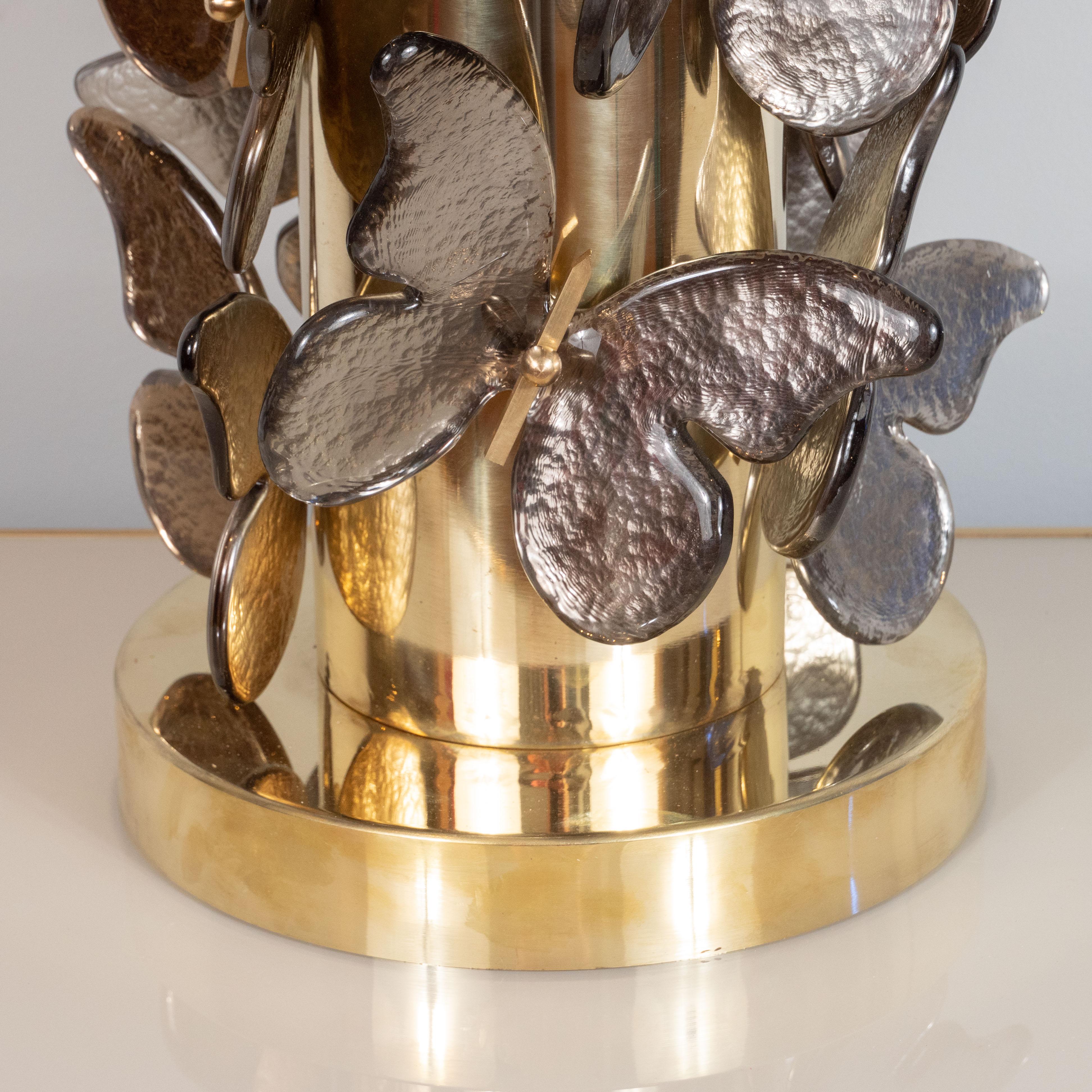 Pair of Silver and Bronze Metallic Murano Glass Butterfly Lamps, Italy, 2019 1