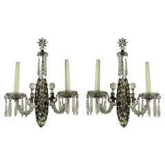 Pair of Silver and Cut Glass Wall Lights