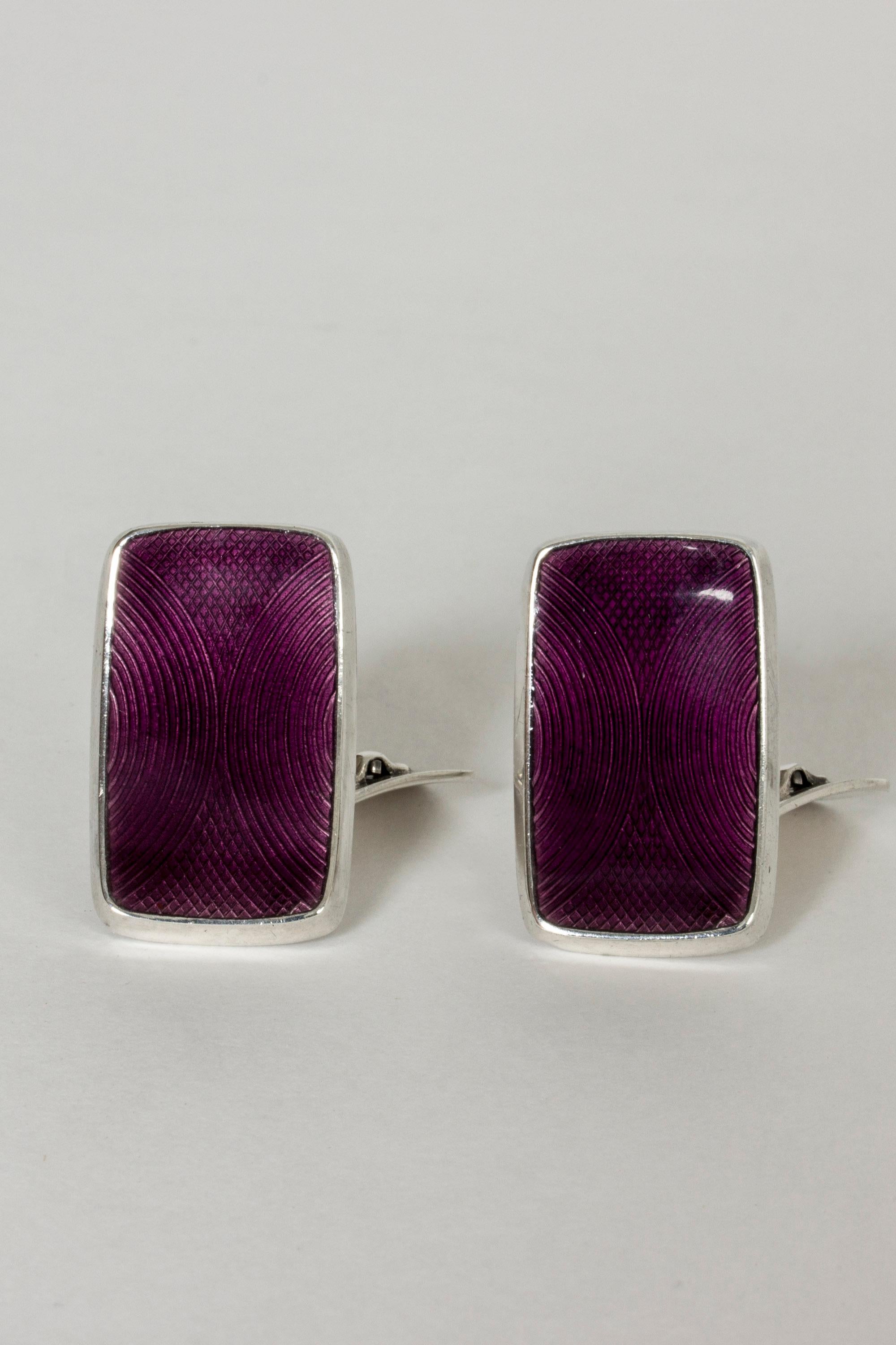 Pareja de gemelos de plata y esmalte de Einar Modahl, Noruega, años 60 Modernista en venta