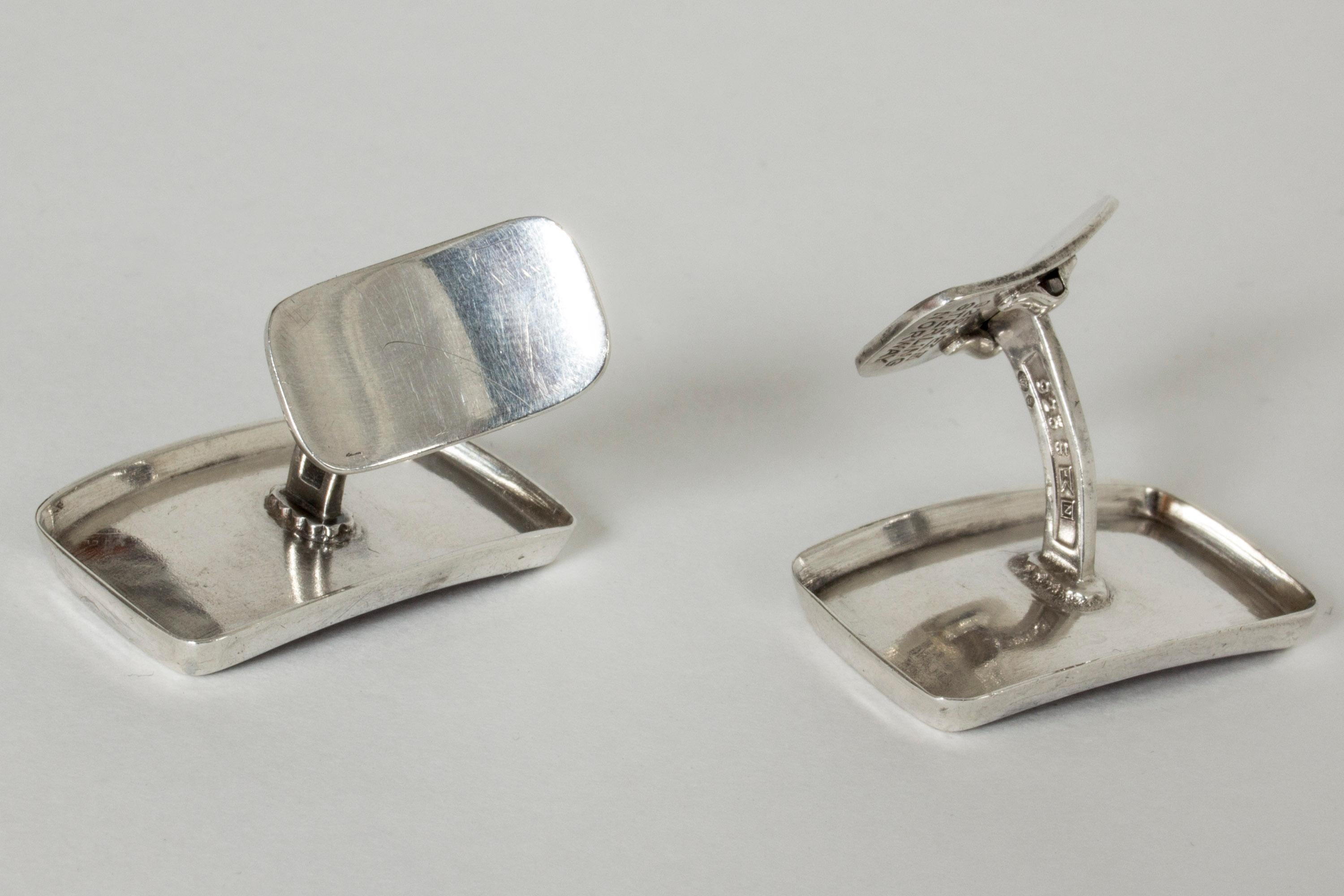 Women's or Men's Pair of Silver and Enamel Cufflinks by Einar Modahl, Norway, 1960s For Sale