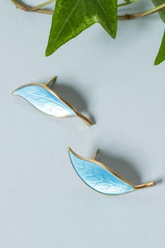 Paar Ohrringe aus Silber und Emaille von David Andersen, Norwegen, 1950er Jahre