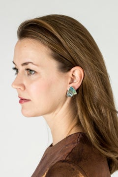 Pair of Silver and Mother of Pearl Earrings by Palle Bisgaard, Denmark, 1950s