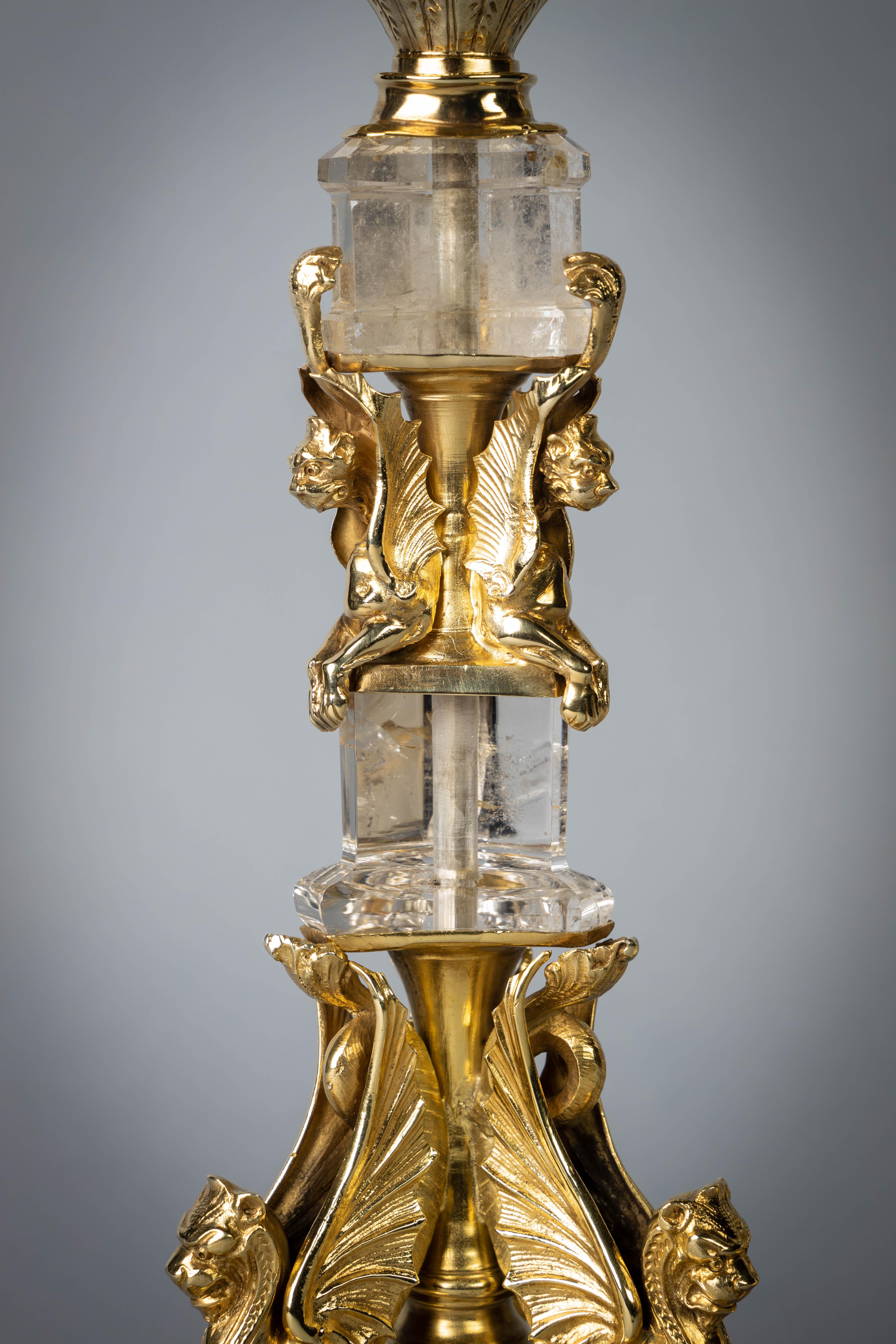 Pair of Silver and Rock Crystal Pricket Candlesticks, Continental, circa 1840 In Good Condition In New York, NY