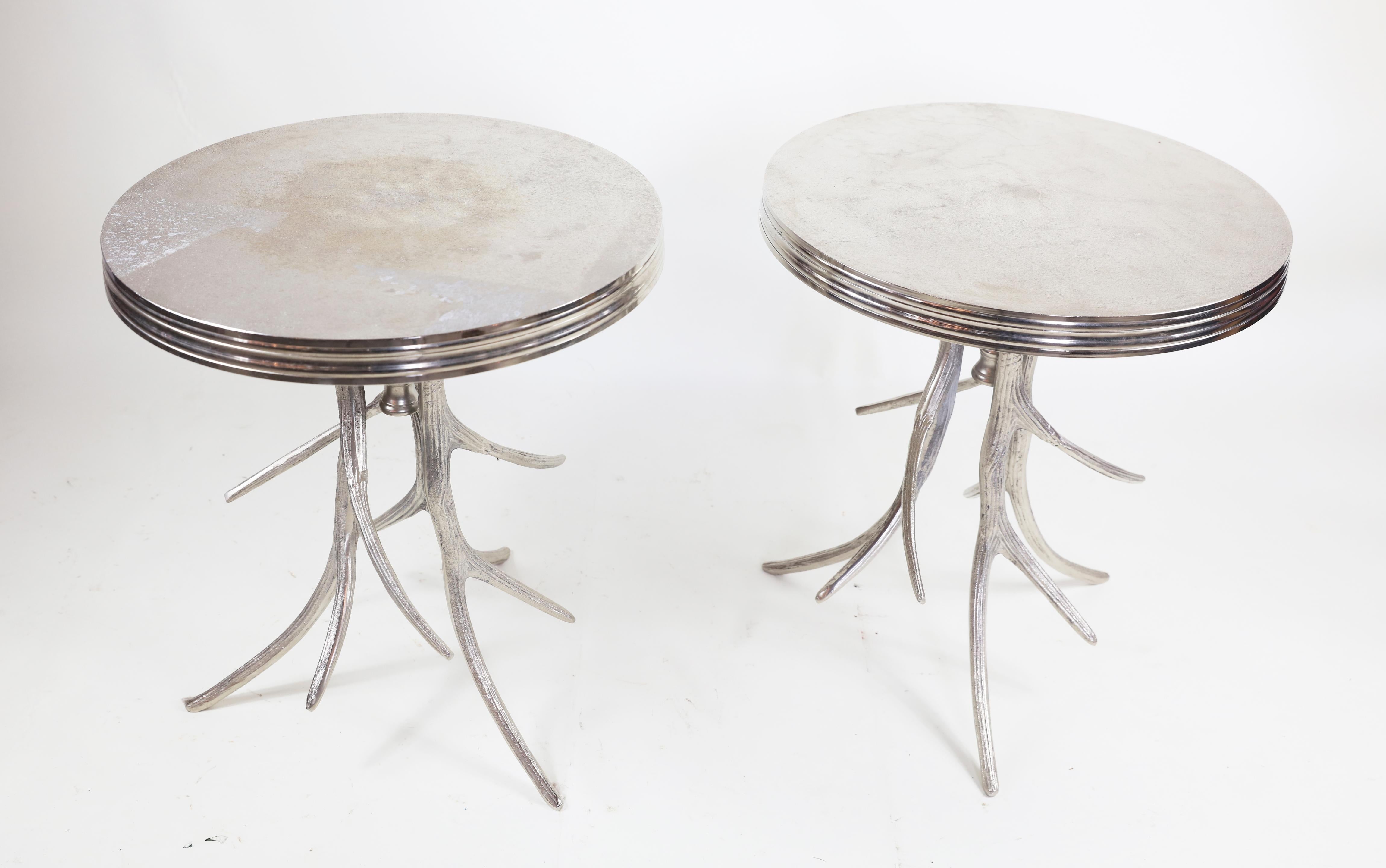 20th Century Pair of Silver Antler Tables