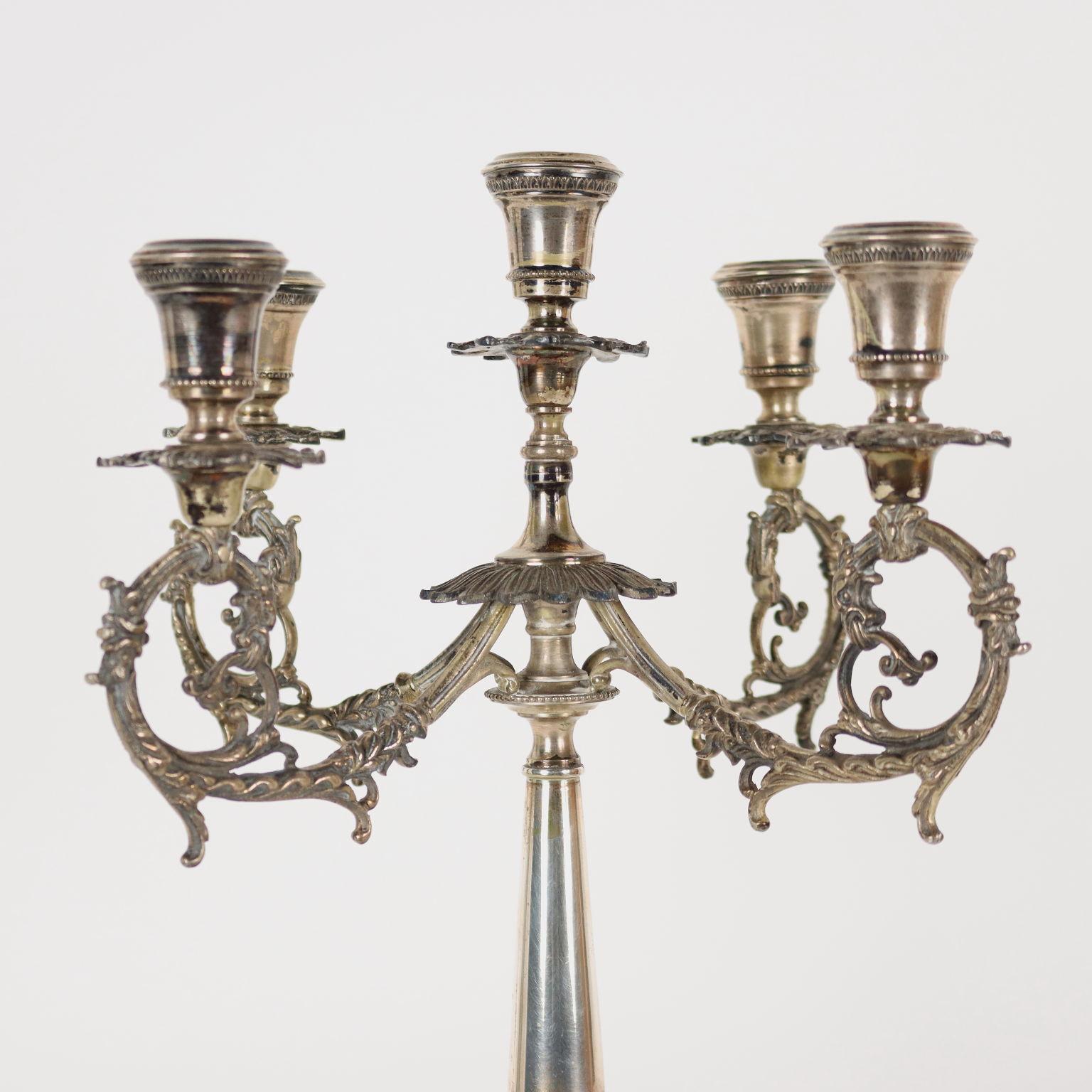 Other Pair of Silver Brandimarte Florence Candelabra, XXth Century For Sale