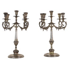 Pair of Silver Brandimarte Florence Candelabra, XXth Century