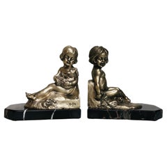 Pair of Silver Bronze Bookends
