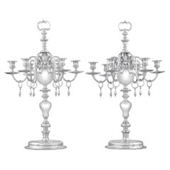 Pair of Silver Candelabra by Thomas Bradbury