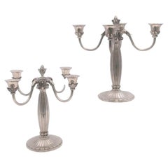 Pair of Silver Candelabra in Art Moderne Style