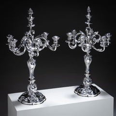 Pair of Silver Candelabras, Daniel Vollgold & Sohn, Berlin, Late 19th Century
