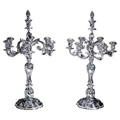 Pair of Silver Candelabras, Daniel Vollgold & Sohn, Berlin, Late 19th Century