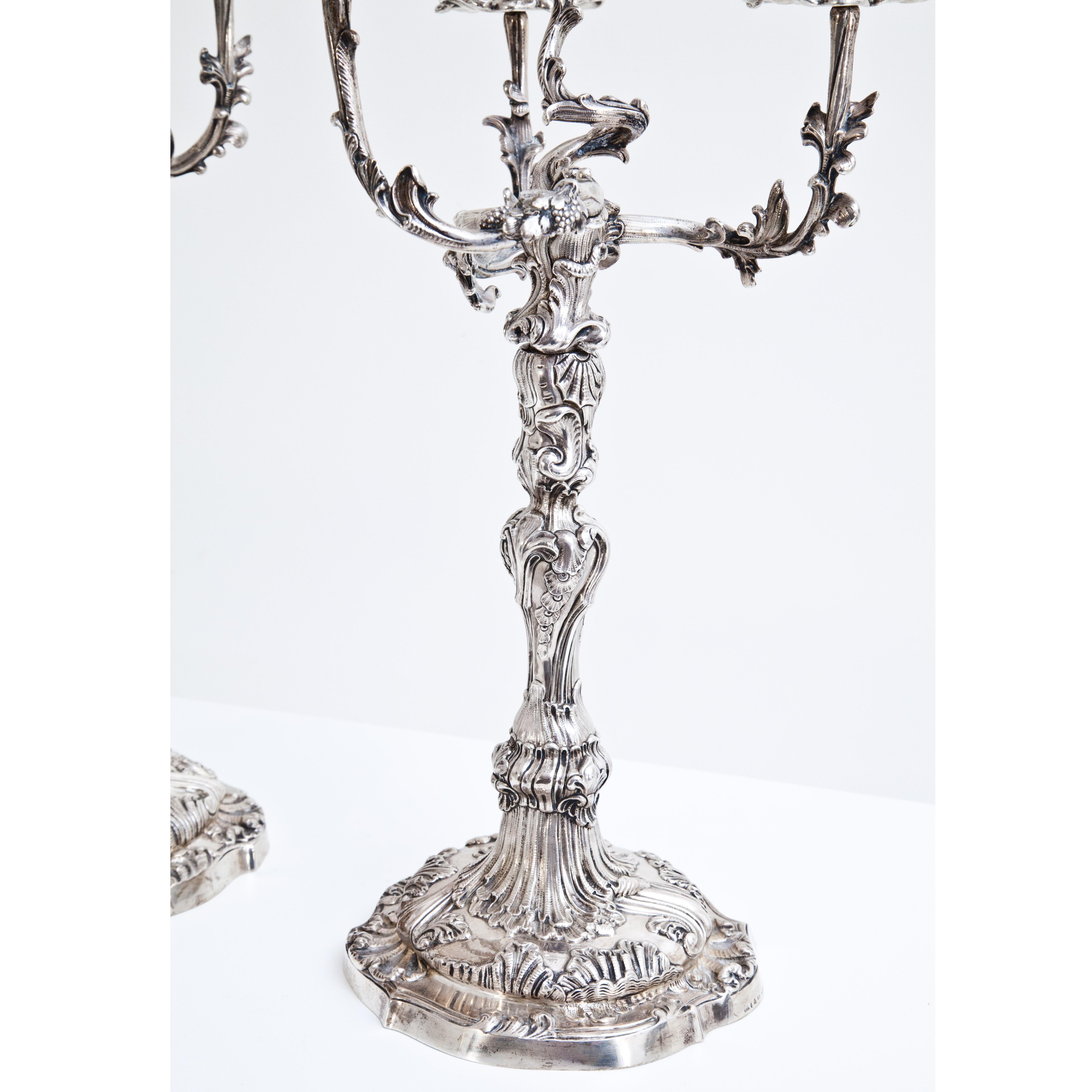 Pair of Silver Candelabras, Mau, Dresden Second Half of the 19th Century 5