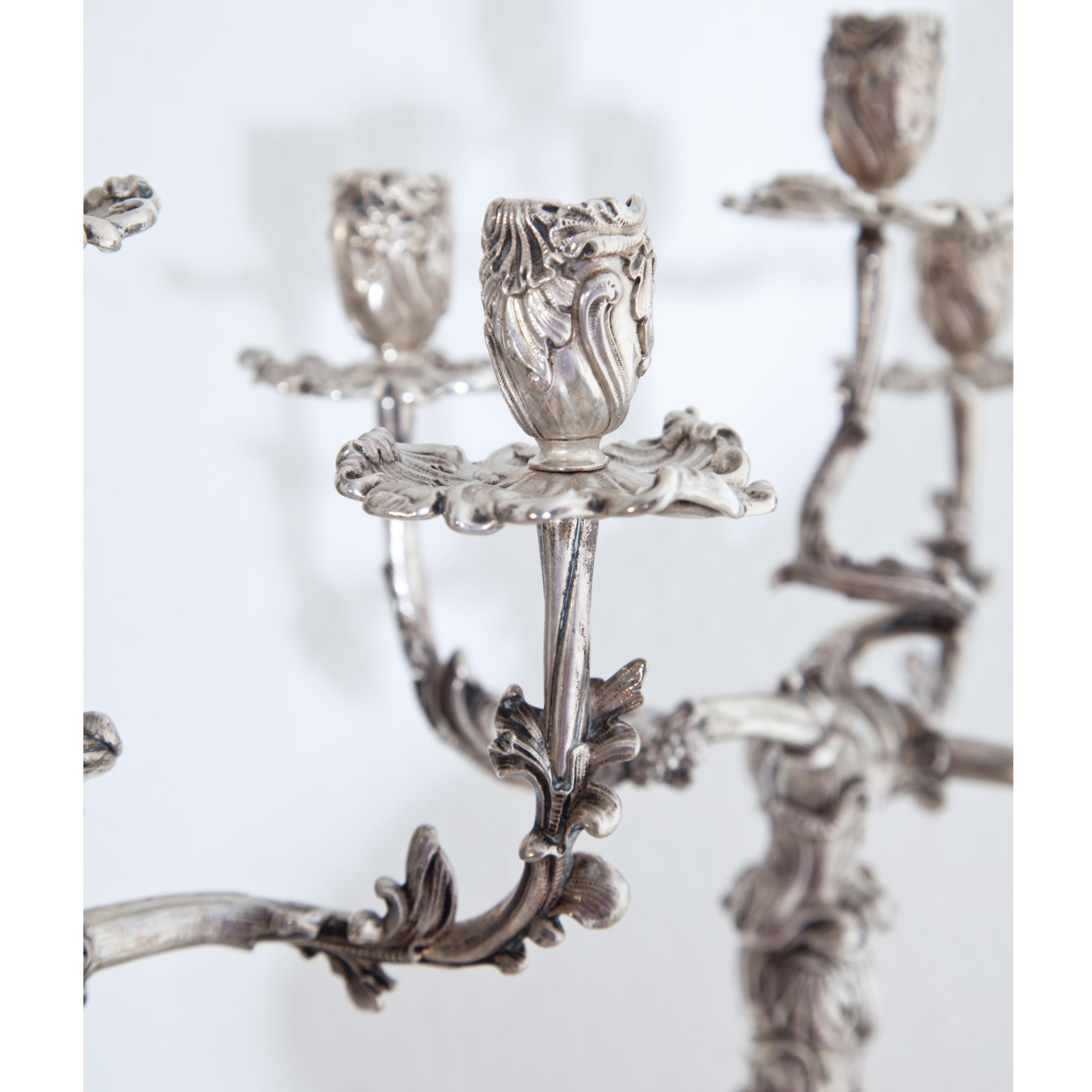 Pair of Silver Candelabras, Mau, Dresden Second Half of the 19th Century 3